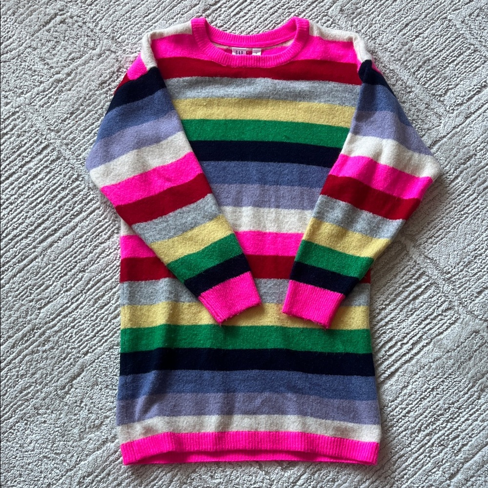 Gap Kids | Striped Multicolor Crewneck Sweater dress, 8 (M)